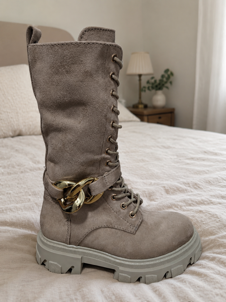Botas Altas Lovely Skull Kids Beige Talla 32